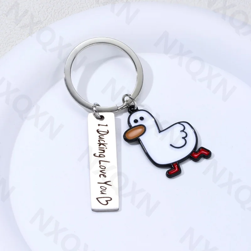 Classic Cute Duck Enamel Keychain Love You Aniamls Alloy Key Ring For Men Boys Friendship Gift Handmade Jewelry Set