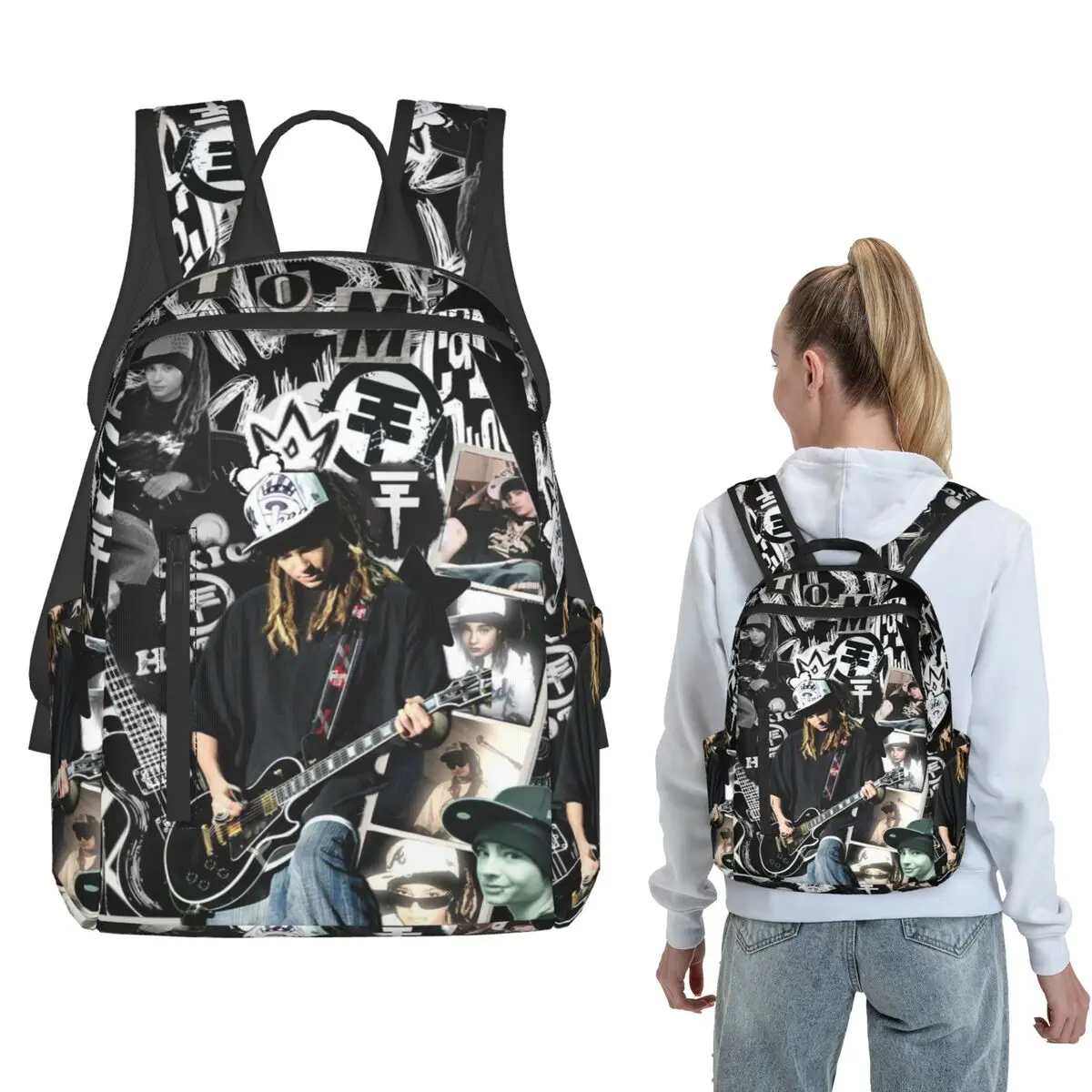 Tokio Hotel Tom Kaulitz Music Band (4) Backpack Daypack Boys Girls BookBag School Bag Shoulder Bags for Men Women