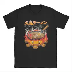 Men Howled Ramen Movings Fire Demon Castles T Shirts 100% Cotton Clothes Vintage Round Neck Tees New Arrival T-Shirts