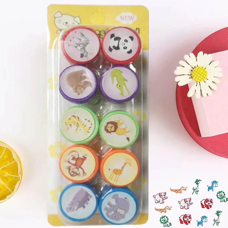 26Pcs Jungle Safari Animal Stamps Set Zoo Theme Seal Stamps for Kids Birthday Party Favors Baby Shower Gifts