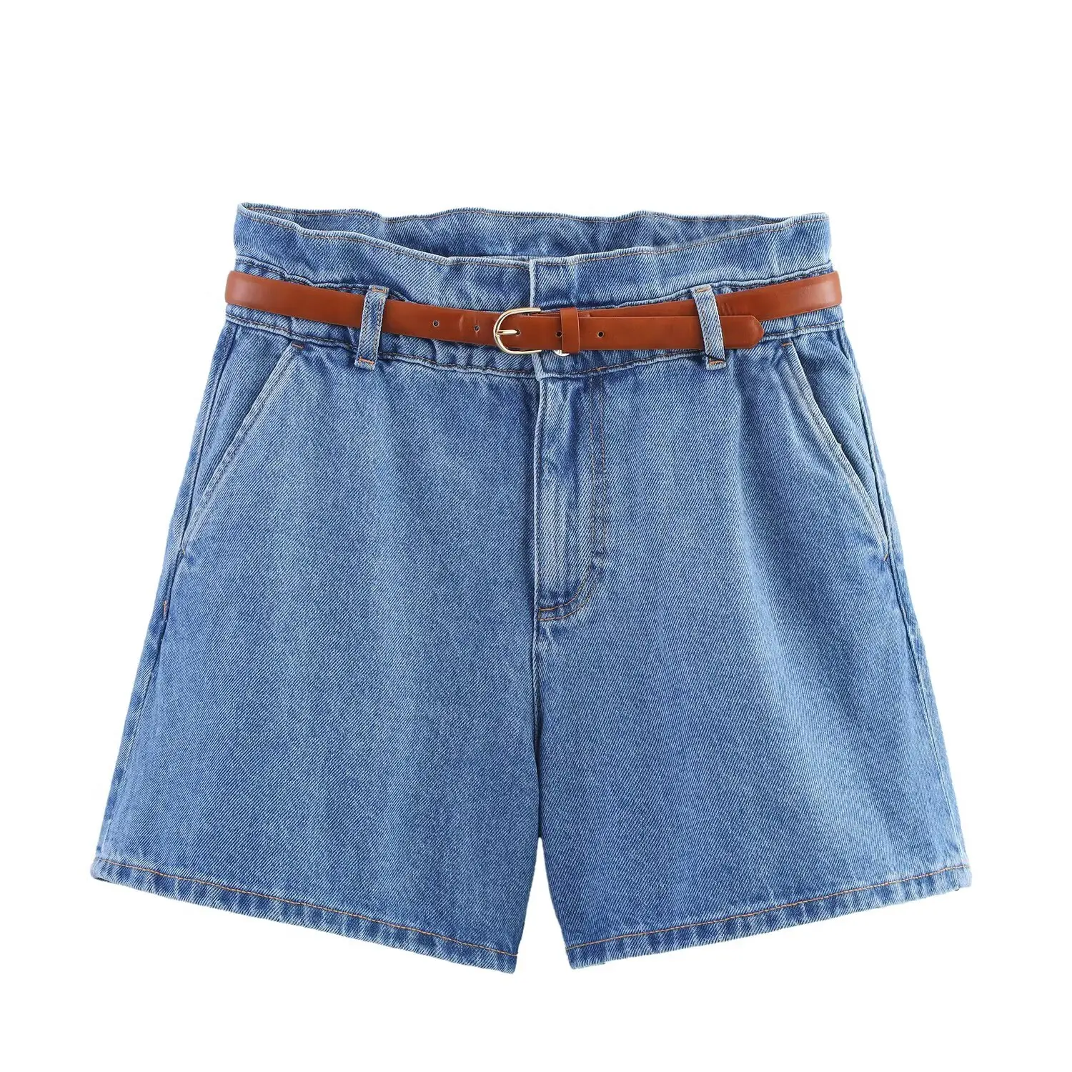 2025 Summer New Products Women's Fashion Commuting All-match High Waist Paper Bag Denim Casual Shorts 8228/028