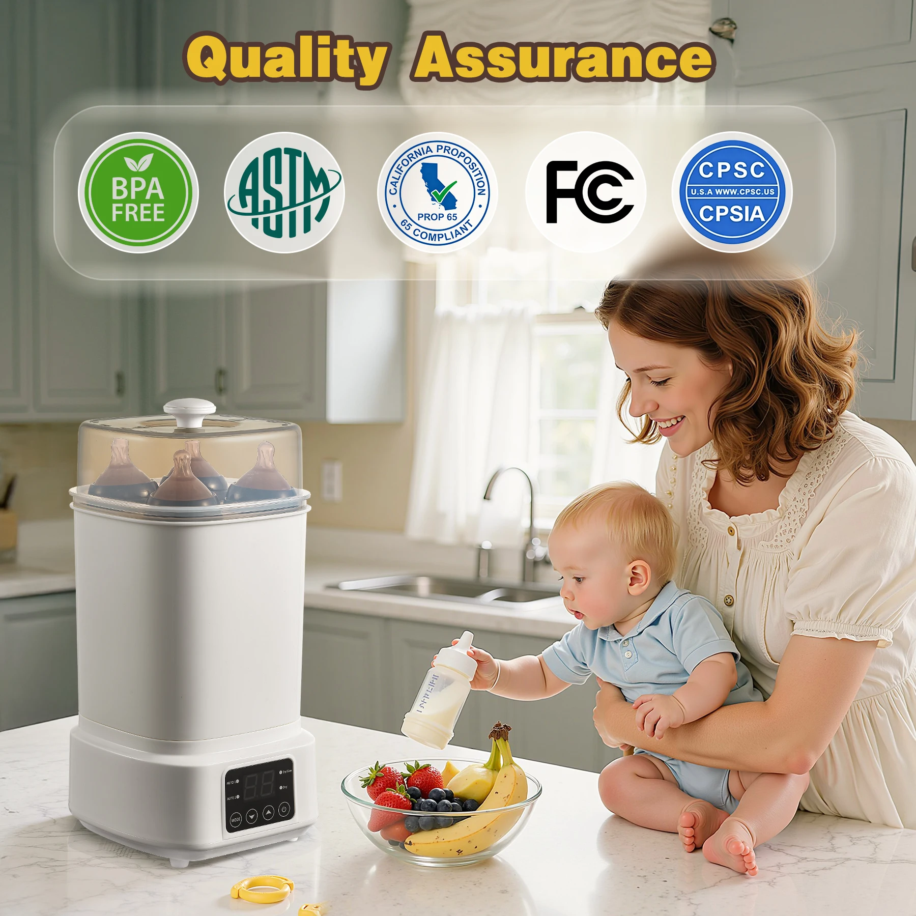 8-in-1 30-min Fast Drying, Compact for Travel‌ Baby Bottle Sterilizer & Dryer