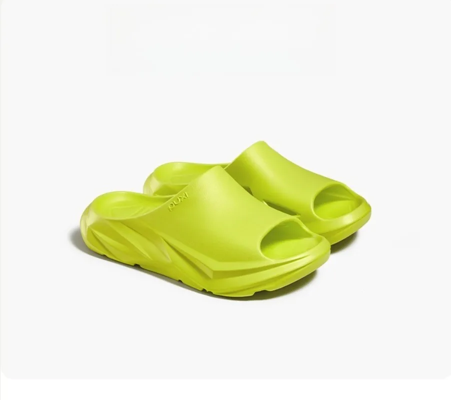 

Chunky Platform Slides - High-Shine Surface with Linear Groove Base, Quick-Dry Lightweight House Slippers for Men/Women
