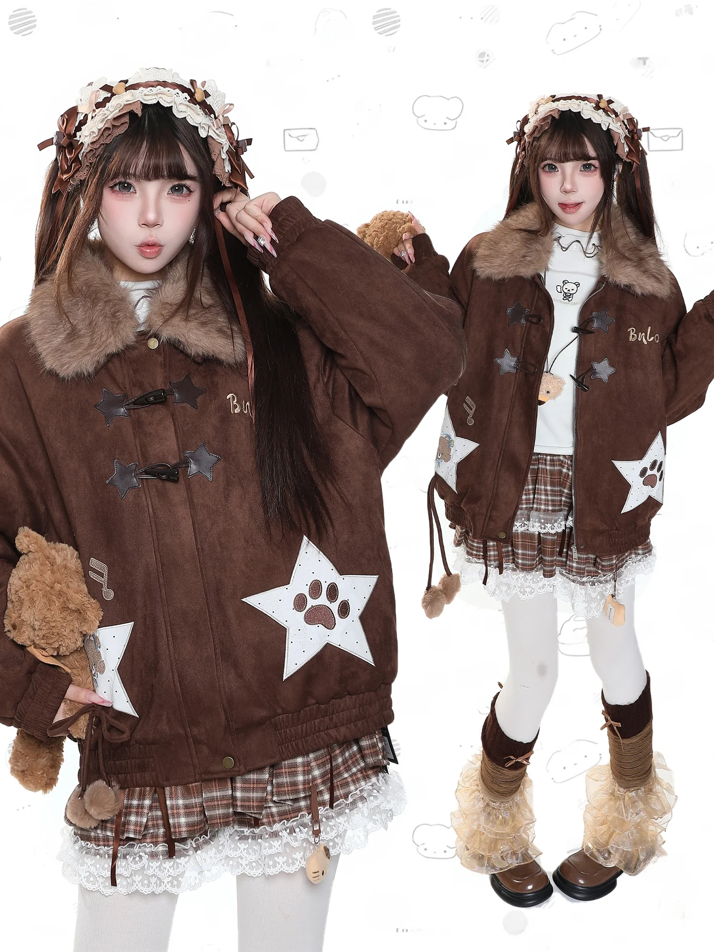 Sweet College Style Suede Cotton Jacket Women's Autumn Winter Thickened Loose Button Design Warm Cotton Coat Outerwear