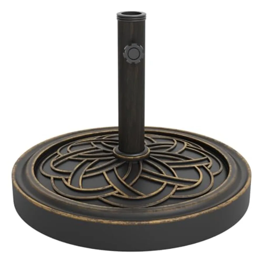 

Garvee Round Patio Umbrella Base 20" 26.5LB Heavy Weight Stand Antiqued Umbrella Stand with Adjustable Pole Adapters Fits 1.5"