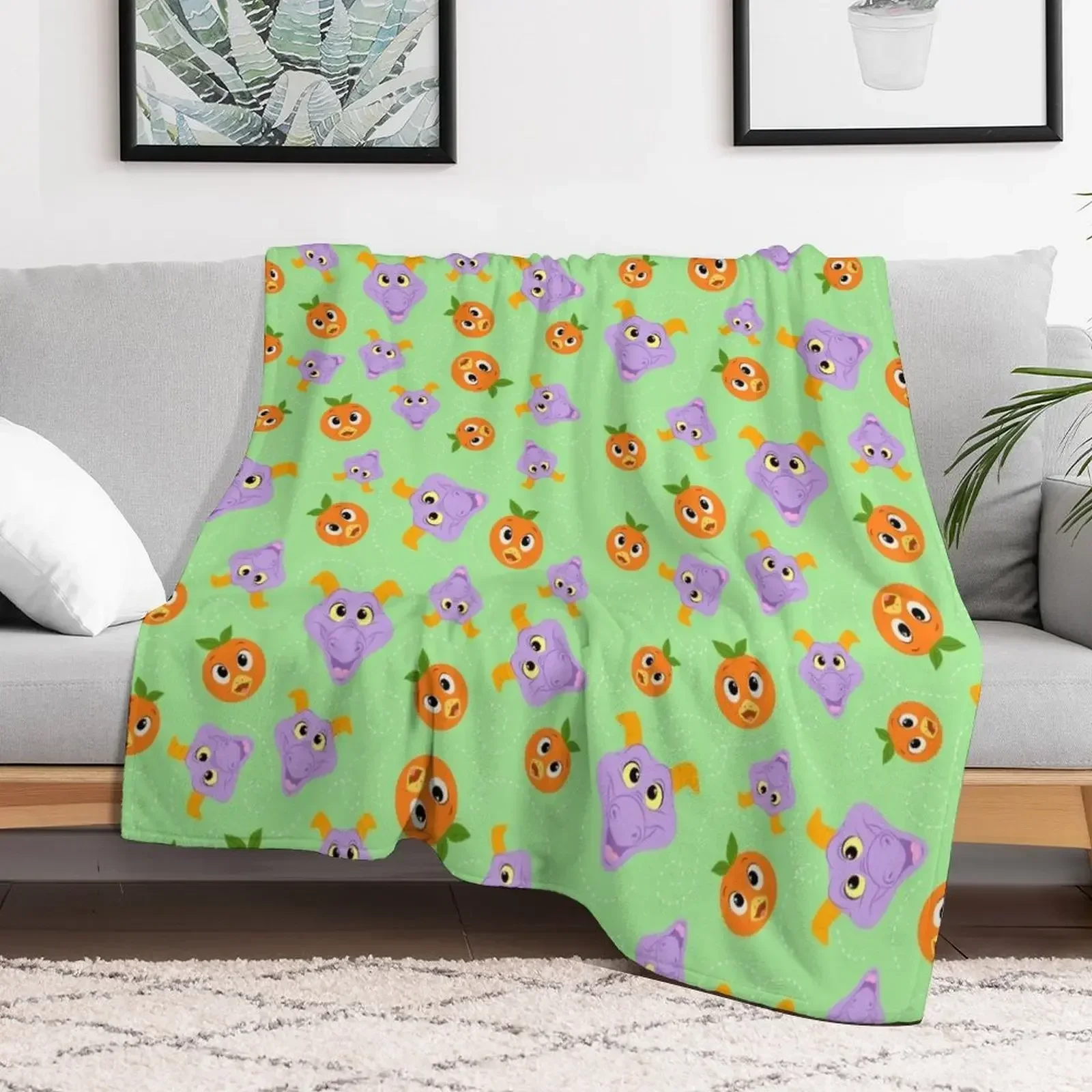 Festival Fresh - Figment and orange bird (green) Throw Blanket Thin Soft Big Furrys Summer Blankets