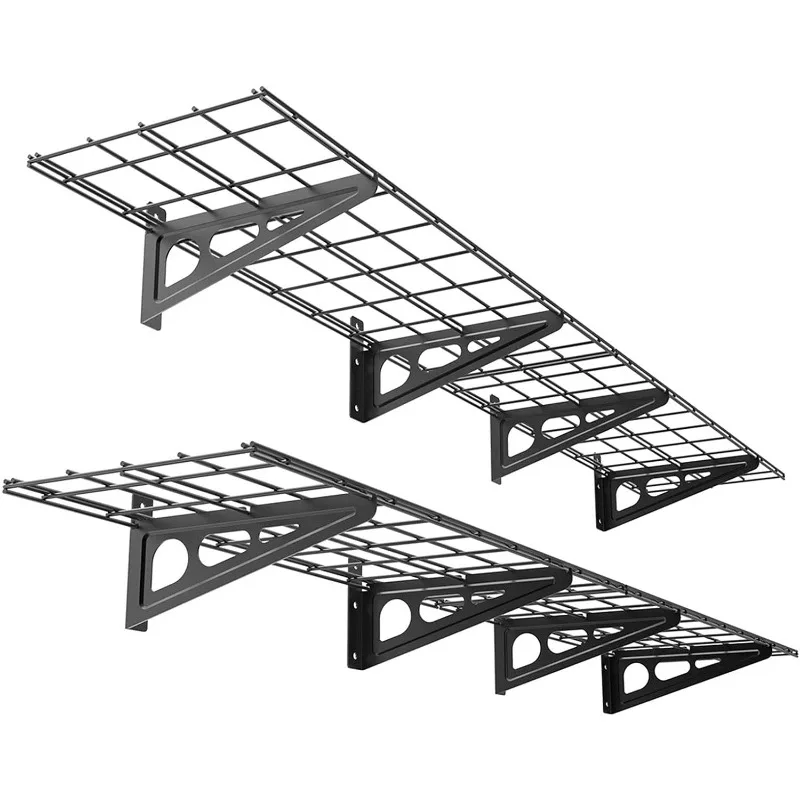 벽 장착 플로팅 선반, 차고 보관 랙, 12 인치 x 72 인치, 1x6 피트, 블랙, 2 팩