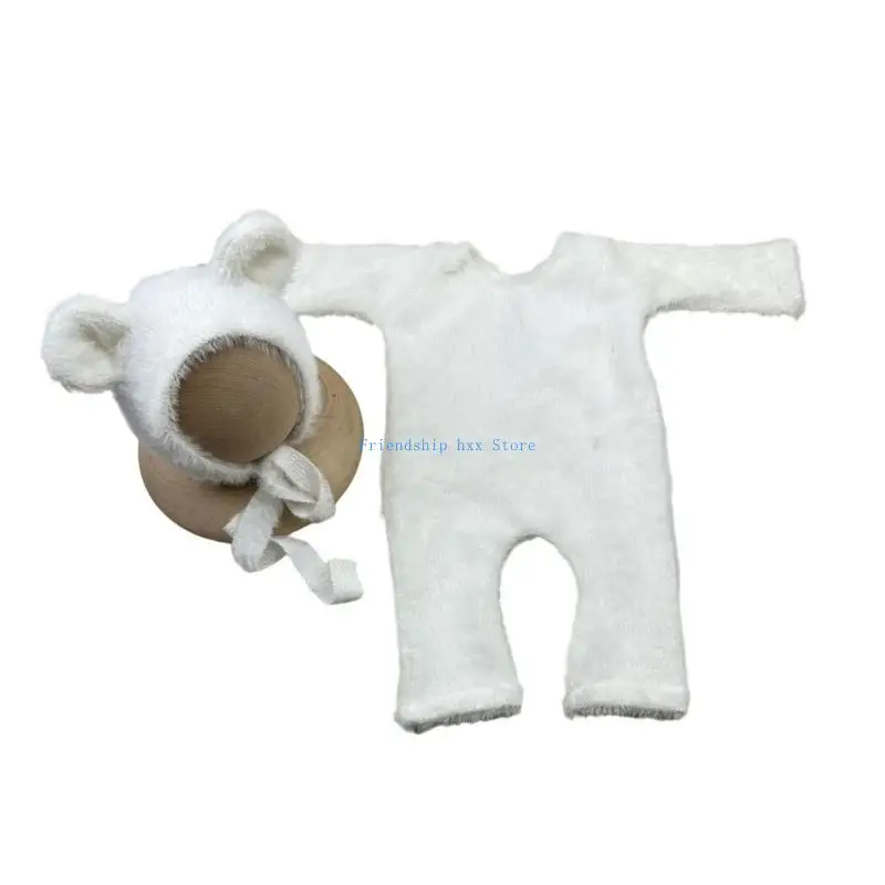 

F1CB Photo Clothes Girl Boy Photography Props Baby Costume Clothing Infant Supply Bear Outfit and Hat Set