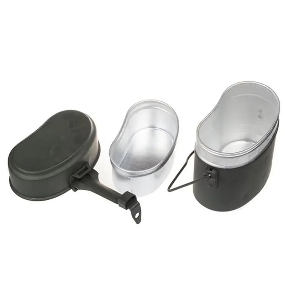 3 Pcs Aluminum Lunch Box Set 630ML German Design Portable For Outdoor Cookware for Camping Hiking Food Storage and Direct Heat