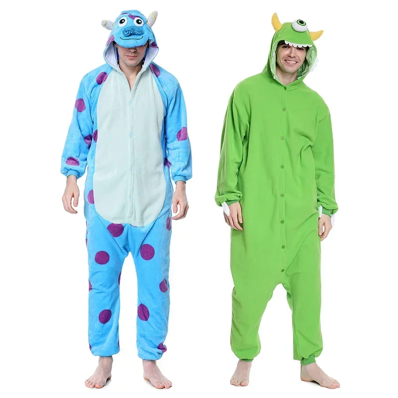 Unisex Cartoon Onesies Sullivan Mike Men Women Couple Pajamas Green Blue Funny Cute Jumpsuit Halloween Festival Outfit Overalls