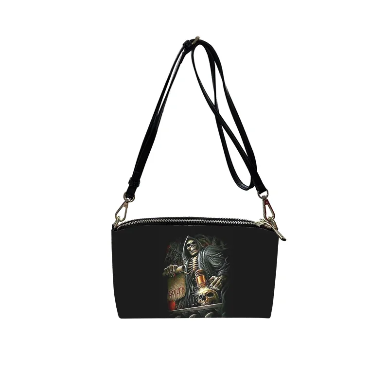 grim Reaper Skeleton PU Crossbody Bag 2023 New Women's Fashion Shoulder Bag Minimalist Small Square Bag for Women