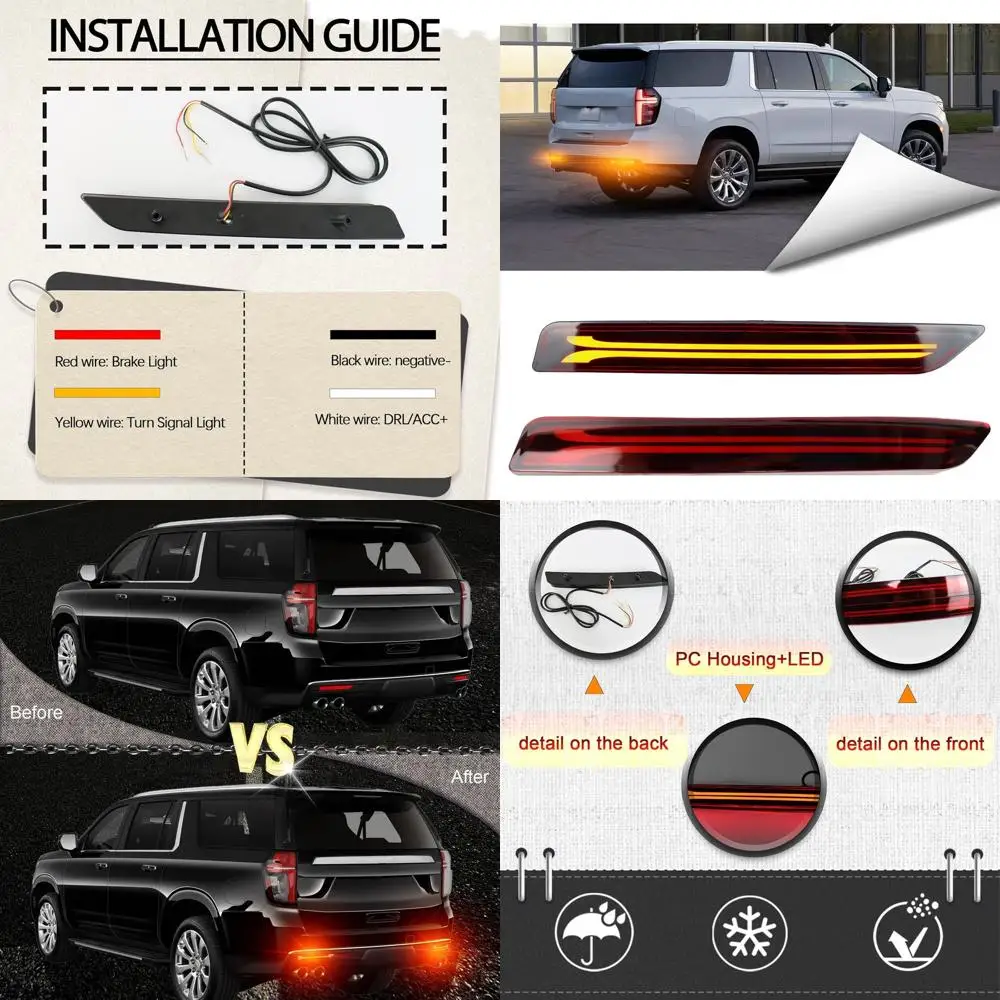 

Chevrolet Suburban 2021-2024 LED Rear Bumper Reflector Lights Kit with Tail, Brake, Fog, and Daytime Running Lights (Red)