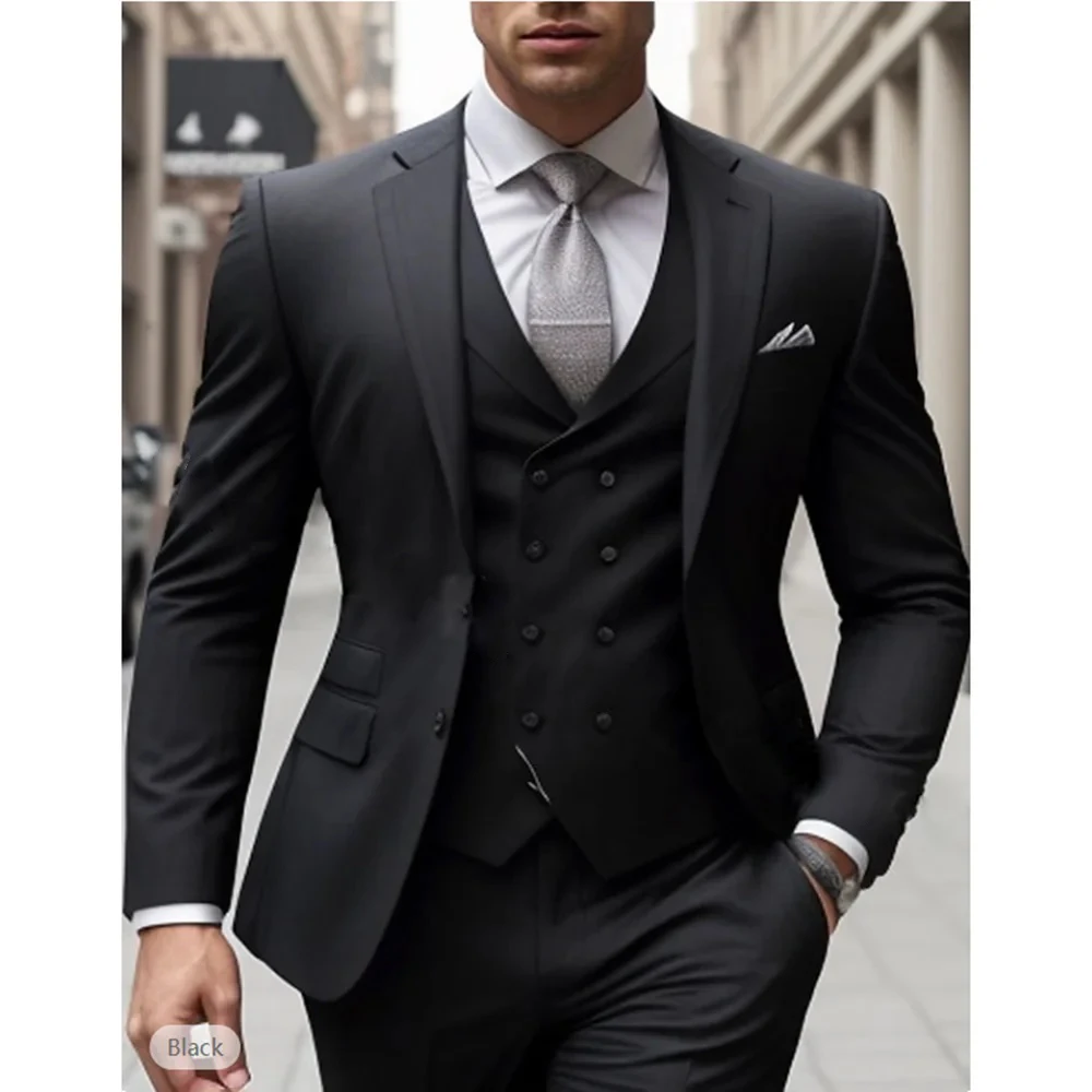 

Suit Men Slim Fit Blazer Suits Groom Wedding Party Tuxedo Notched Lapel Formal 3 Pieces Jacket+Vest+Pants Trajes De Hombre