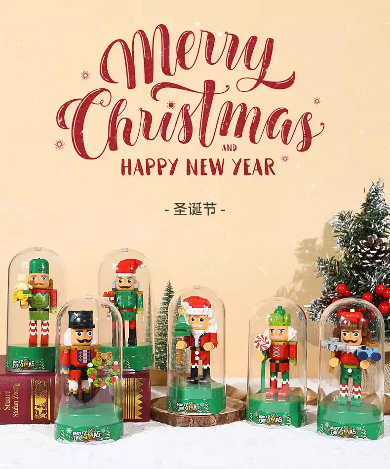 Retro Soldier Shaped Creative Miniature Building Block Model Christmas Home Ornament DIY Educational Kids Toys Holiday Gifts