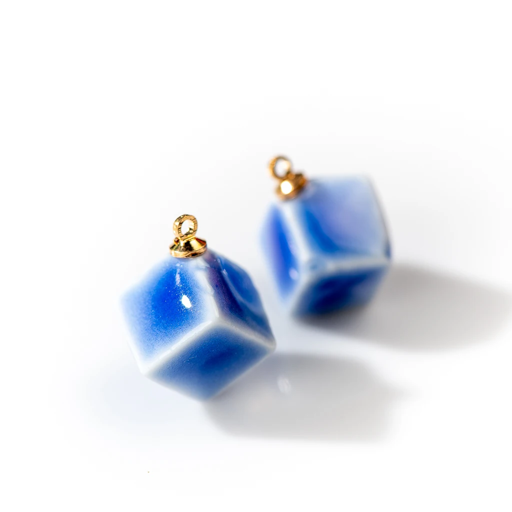 Geometric Ceramic Beads  Plated Porcelain Stud Earrings Accessories Handmade Materials Wholesale XN613