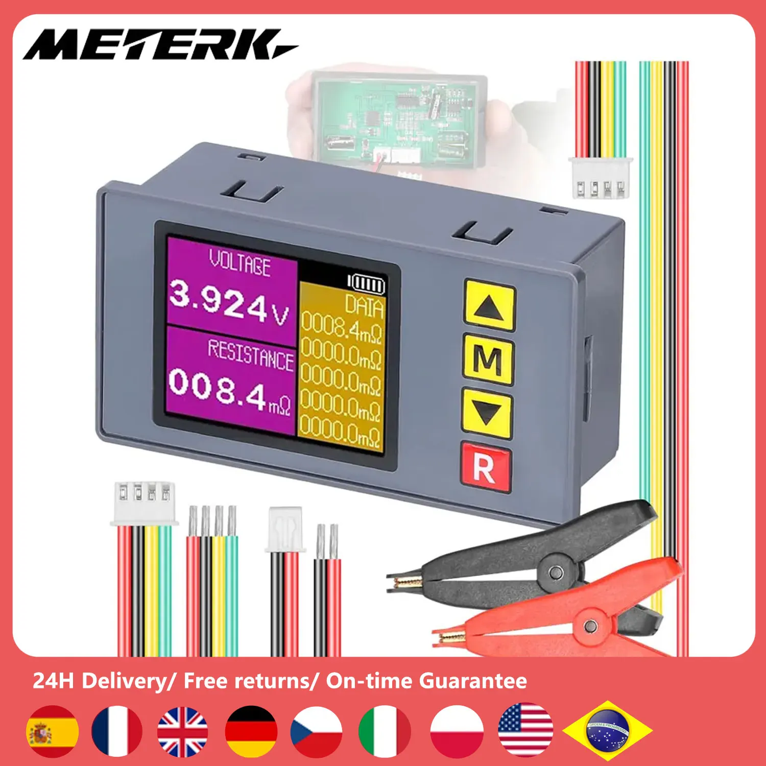 TS457 woltomierz Tester rezystancji wewnętrzny miernik napięcia DC5V czteropinowy kabel z klipsem Kelvina do narzędzie elektryka