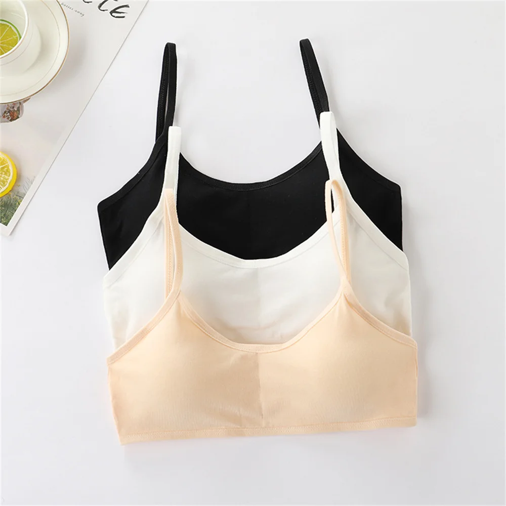 Girls Underwear Without Steel Rings Thin Cotton And Sports Summer Bra Double Layer Suspender Breathable Sponge Pad Camisole﻿