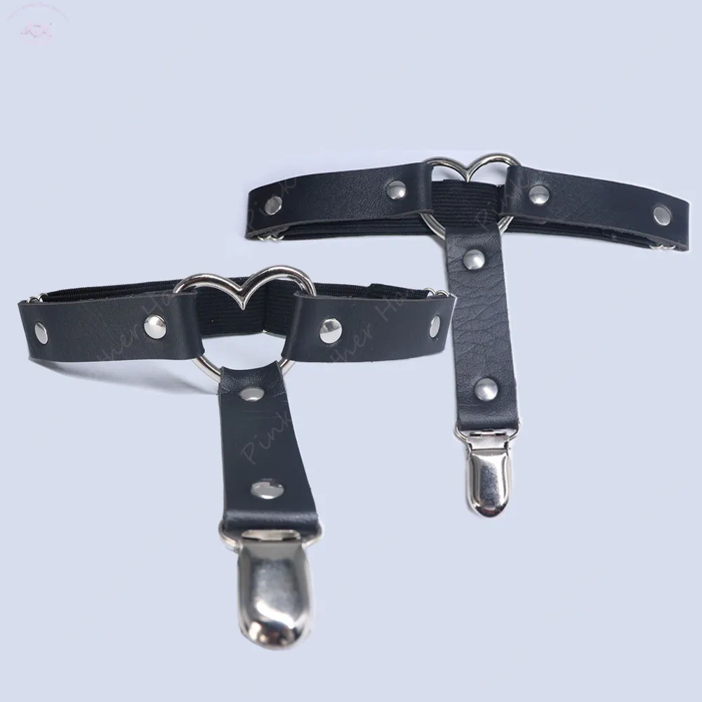 1 Stück/2 Stück Punk Metall Quasten-Anhänger Rosa PU-Leder Choker Halsband Sexy Stacheliger Halsriemen Schlüsselbein-Kette für Männer und Frauen im Gothic-Stil – Detail 7