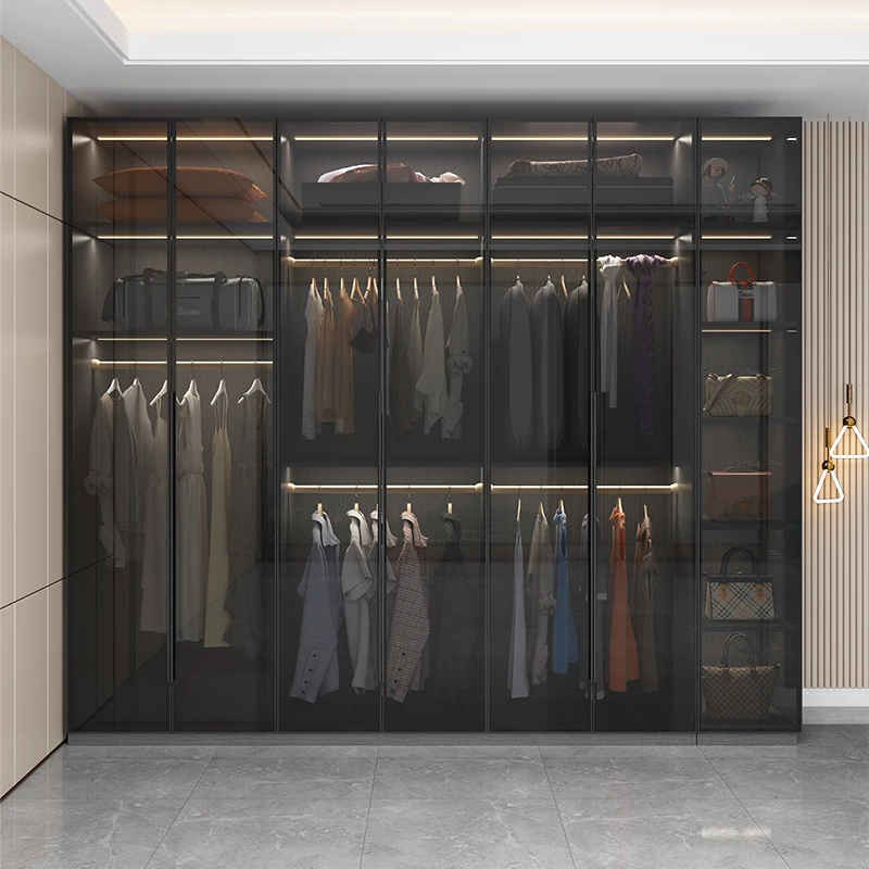 

Стеклянные двери, шкафы, многослойные роскошные шкафы для хранения, открытый шкаф, полки для шкафа, мебель для спальни, дома, шкаф для одежды