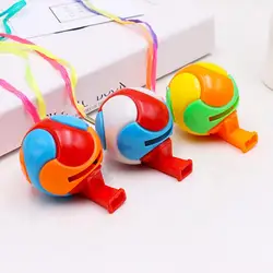 Wholesale ！2Pcs Whistle Plastic Colorful Football Shape Cheering Games Whistle Toy With Rope For Kids Fun Party Favors