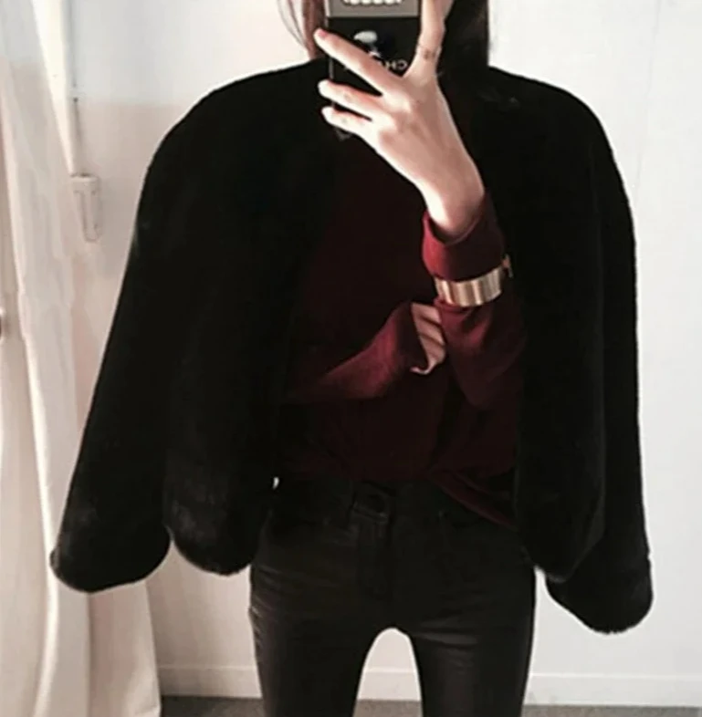 秋冬厚手ファッションイミテーションラビットファーショート高級ショートファーコートカジュアルコートレディースファーコート