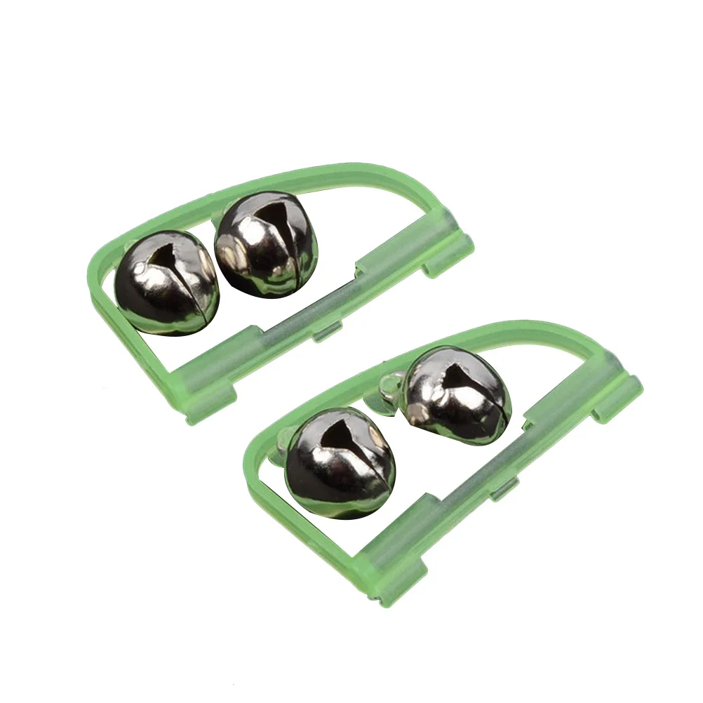 50PCS Fishing Rod Alarm Bells Noctilcent Arch Style Dual Bells Rod Clamp Tip Clip Twin Alert Bells (Green+Silver)