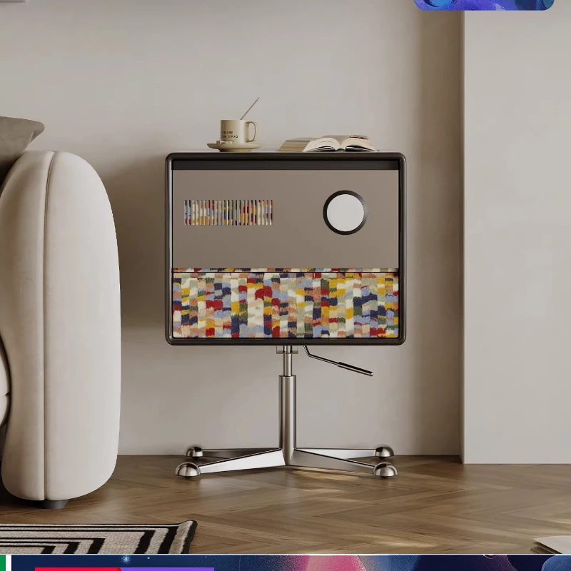 

Italian rock slab lift sofa side cabinets, movable living room with lights