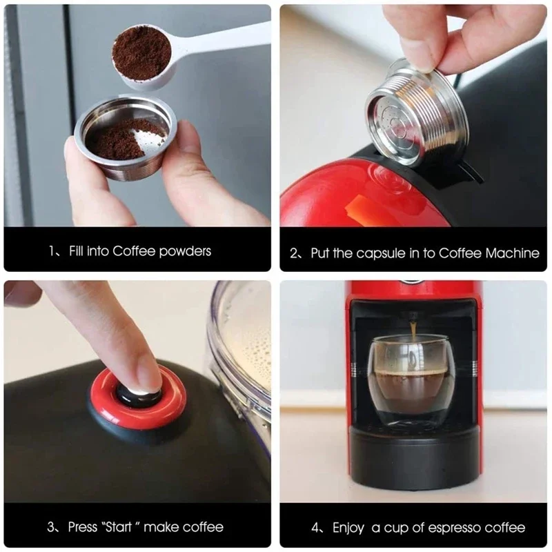 Coffee Filters Stainless Steel Refillable Coffee Capsule Cup Pods Holder Filter Set  Refillable Coffee Capsule Pod