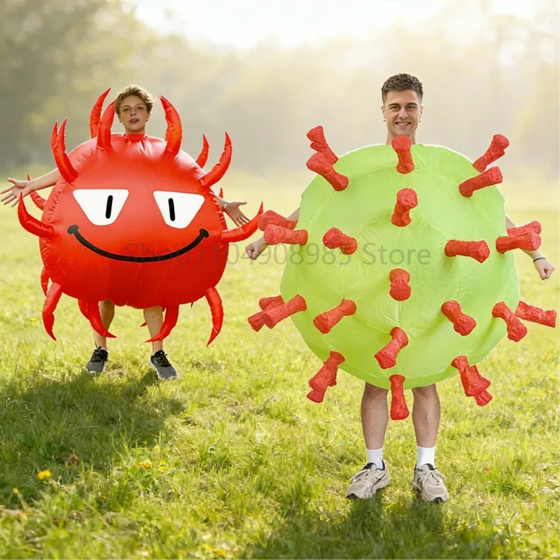 

Inflatable Virus Costume Spoof Cosplay Blow Up Suits Germ Themed Stage Performance Prop Funny Cartoon Dress Decorations Adult