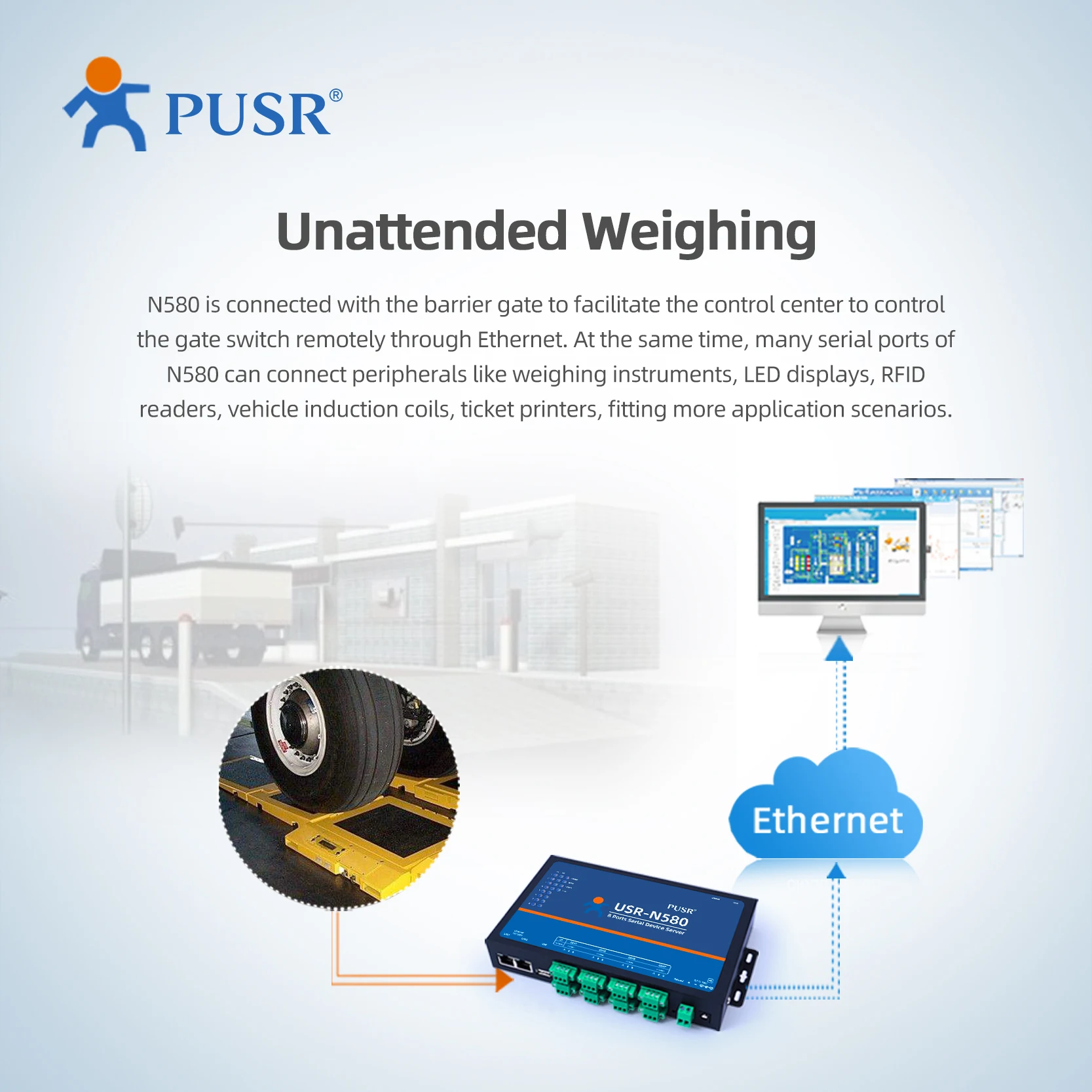 PUSR 직렬-이더넷 변환기 장치 서버, MQTT Modbus 게이트웨이 지지대, SSL과 TLS 에지 컴퓨팅 USR-N580, 8 포트 RS485