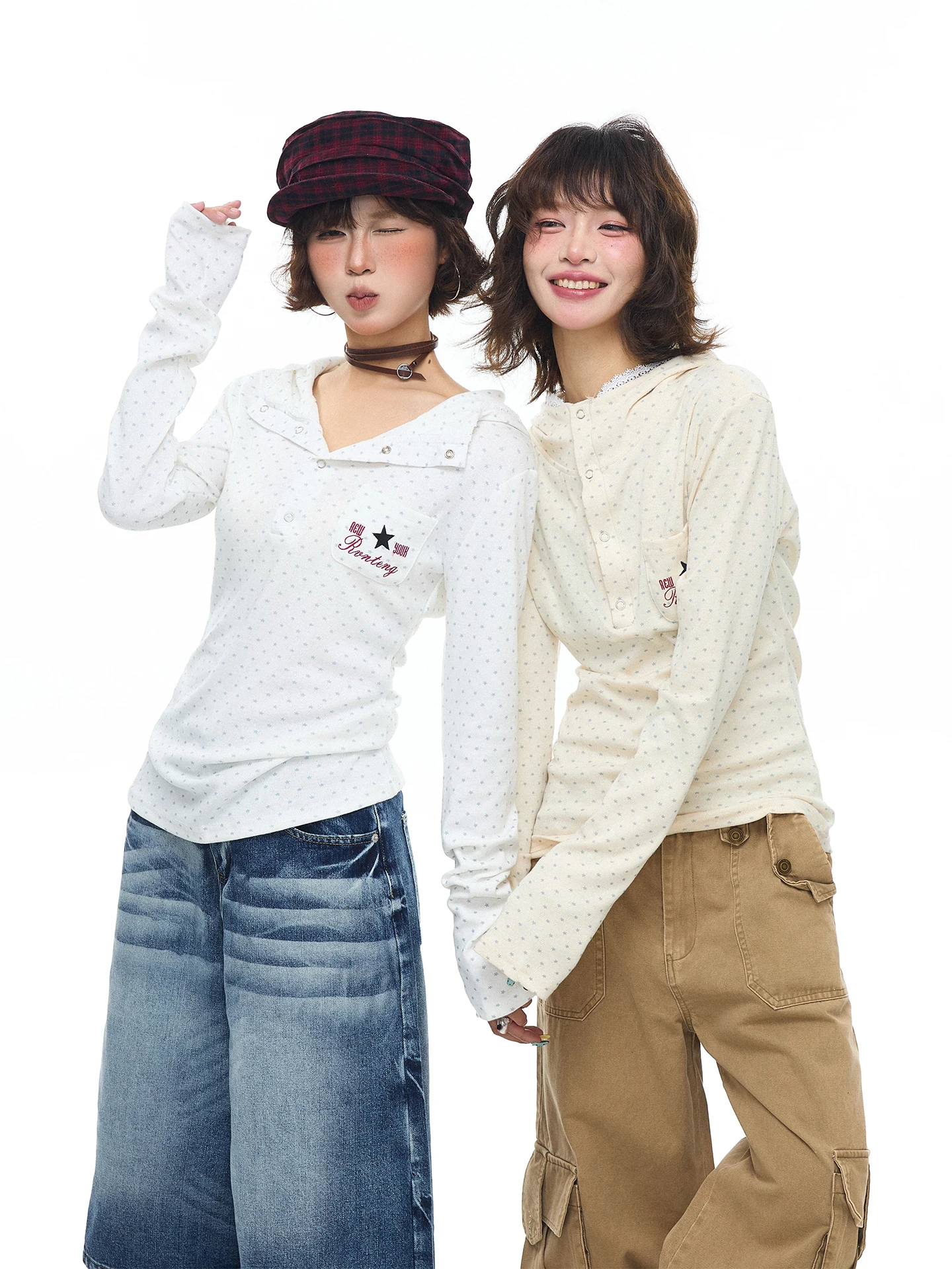 

Худи с кружевной отделкой Chen Zhanlao Store, женская приталенная футболка-топ с длинным рукавом и принтом, повседневная, весенняя