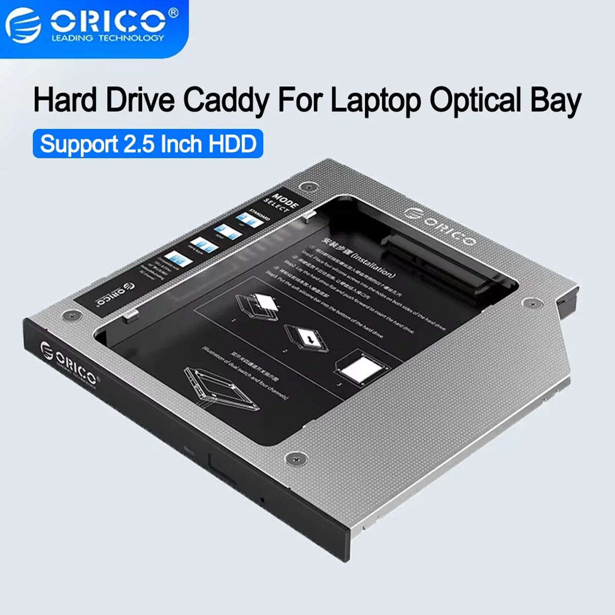 ORICO 2.5 Inch Hard Drve Caddy for Laptop Optical Bay Hdd Cage SSD Disk Caddy Hard Disk Aluminum Support 2TB Hard Disk Drive Box