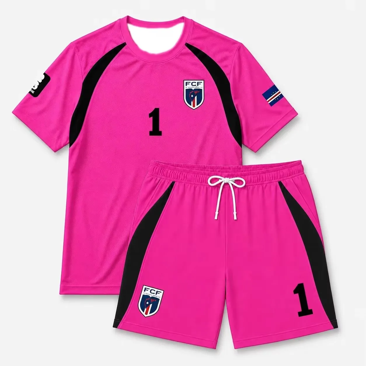 Vozinha No.1 Trikot- und Shorts-Set, Kurzarm-Fußballuniform im Nationalstil mit Shorts mit Kordelzug, Trainings- und Wettkampfsportbekleidung – Detail 6