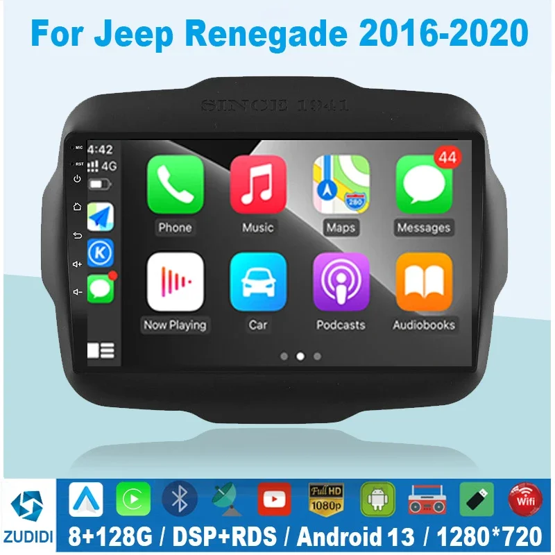 Android 13 4G DSP Car Radio Android Auto Video Multimedia Player For Jeep Renegade 2016-2020 Carplay 2din dvd Autoradio gps