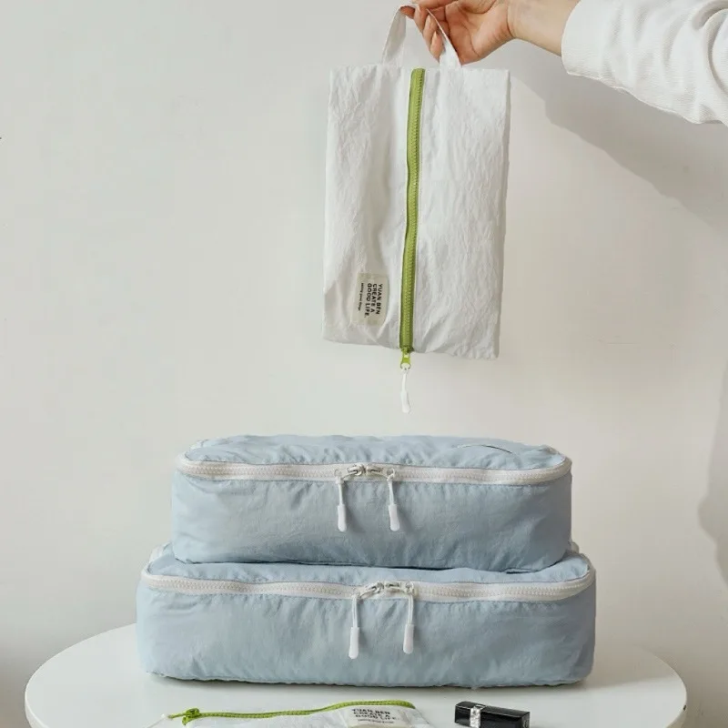4PC Nylon Travel Storage Bag Waterproof Organizer Smooth DoubleZipper Portable Luggage Pouch Business Trip Camping Daily Sorting