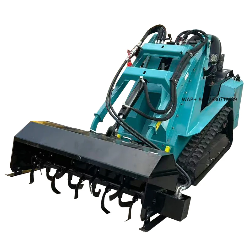 Cheap CE/EPA New Small Mini Small Garden Loader Track Mini Skid Steer Loader With Bucket Trencher Rotary Plow