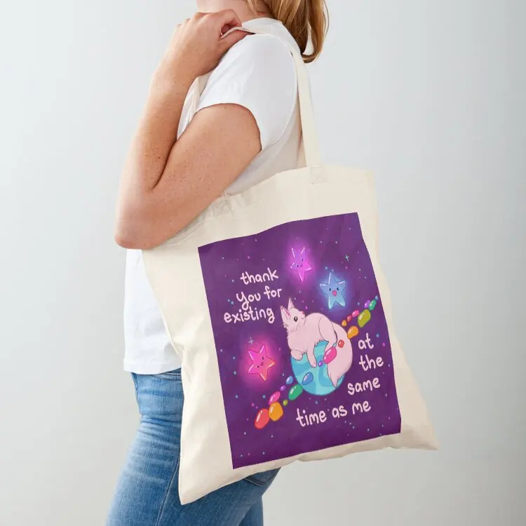 

Thank you for existing Space Cat and Stars Tote Bag custom canvas bag shopping bag logo Candy bags Woman shopper