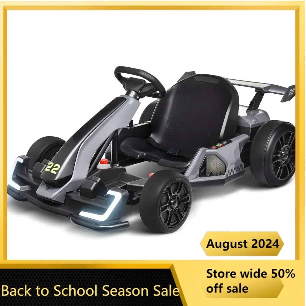 

Kids Go Kart 300W Powerful Drift Kart Electric Pedal Kart Outdoor Race Toy, with 2X150W Strong Motor, 7AH Big Battery