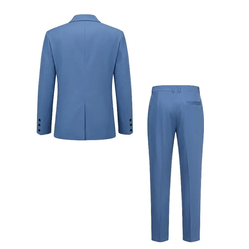 KIDWHXR Man Suit Outfit Slim Patchwork Single-breasted Blazer Male Straight-leg Pants Men Business Casual Banquet 2-piece Set