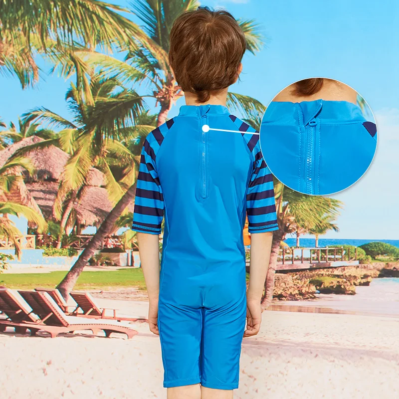 Children UPF50+ Cartoon Kids Swimwear Short Sleeve Baby Boy Swimwear One Piece Toddler Swimsuit Infant Bathing Suit for Boys