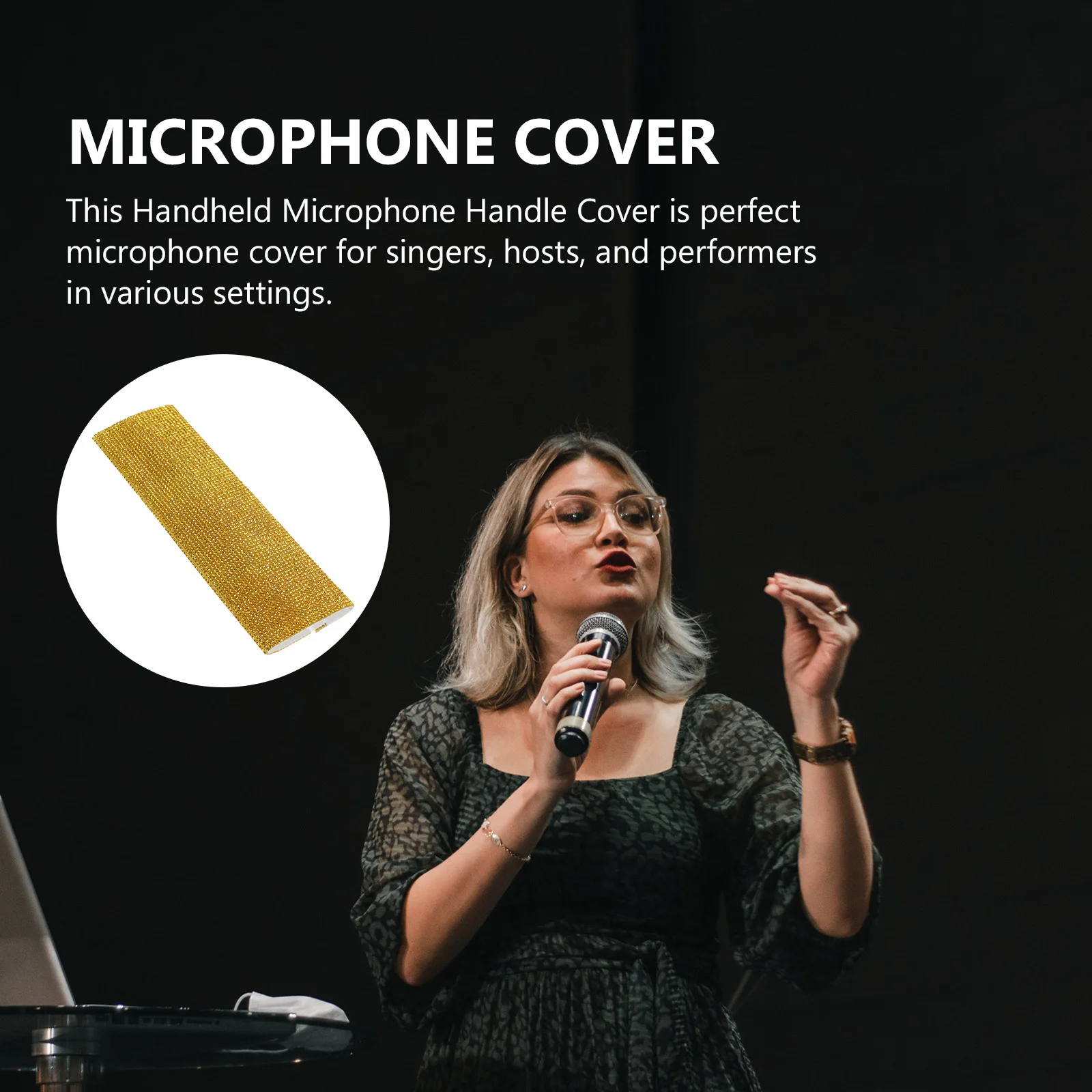 

Microphone Handle Cover Rhinestone Plastic Sleeve For Wireless Handheld Mic Durable Singer Host Performer Accessory