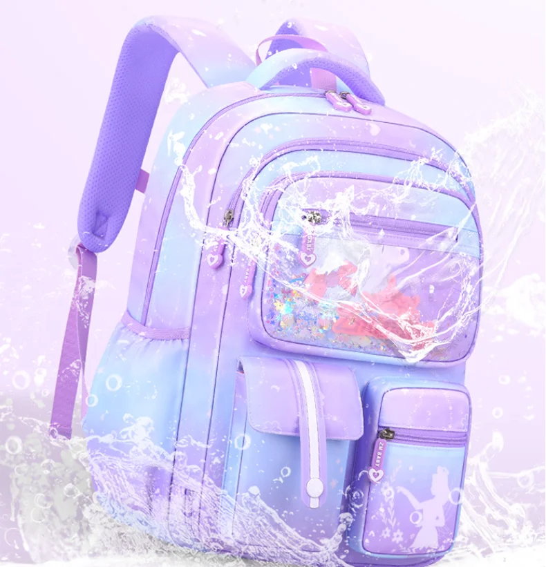 Cute Princess Color-Changing Backpack Children Girls School Bags Orthopedic School Lightweight Waterproof Mochila Infantil