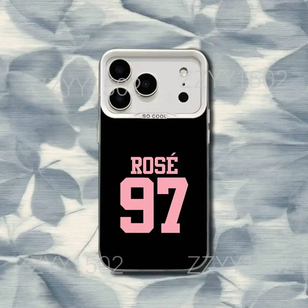Funda KPOP L-LISA-S-J-JennieS-R-RoseSPhone para iPhone 17,16,15,14,13,12,X,8,Pro,Max,Plus,SE4,Air,Mini número blanco IMD HD mate
