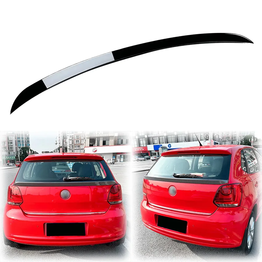 

2012 To 2018 For VW POLO MK5 6R 6C GTI MPI Style Car Mid Spoiler Wing Lip High Quality ABS Glossy Black Carbon Fiber Look