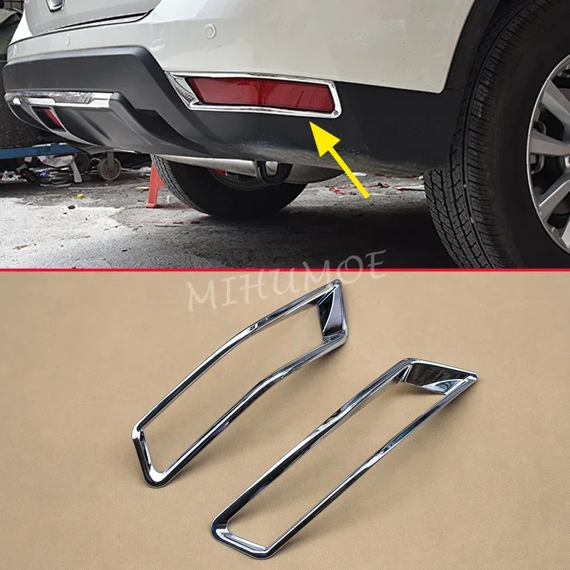 

Chrome Rear Bumper Reflector Cover Fog Light Surrounds For 2017-2022 Nissan X-Trail T32 Rogue Facelift