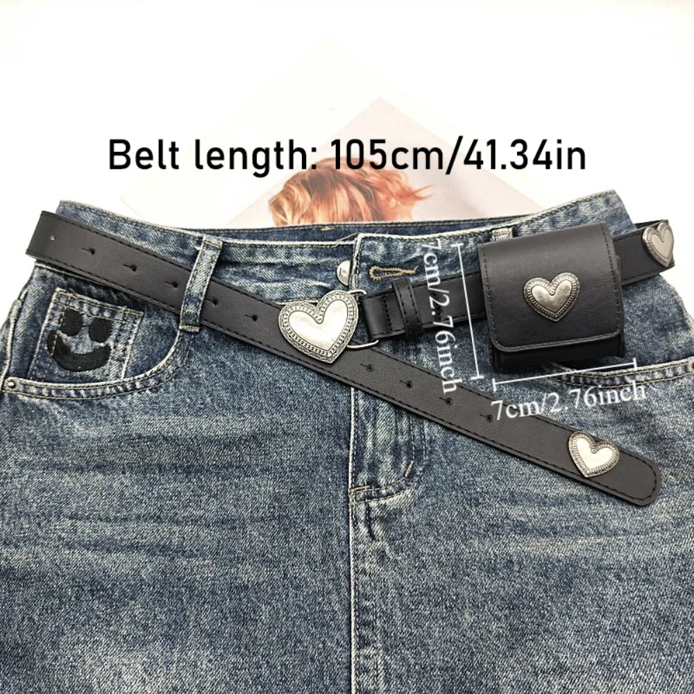 Модный чехол для ключей с поясом в форме сердца и сумкой, многофункциональная поясная сумка в форме сердца Y2K, водонепроницаемая поясная сумка из сплава, пояс для улицы