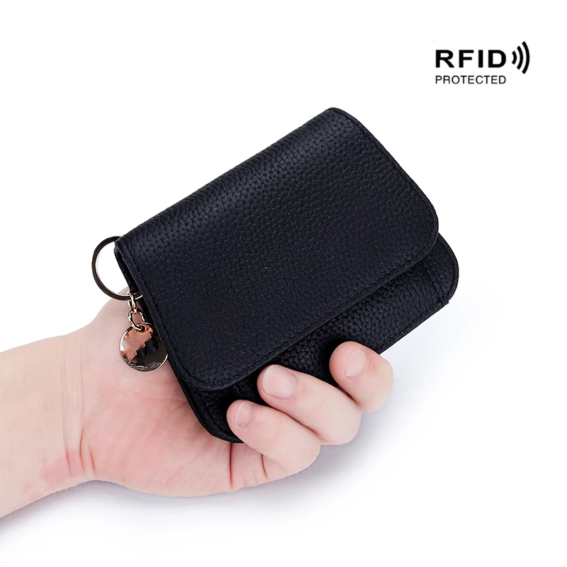 14 Colors New Womens Elegant Round Hanging Charm Short Wallet Fashion Genuine Cow Leather Coin Purse ID Card Holders purse Gift