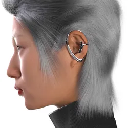 Punk Vintage Black Gemstone Ear Loop Metal Ear Clip Personality Earrings For Women Girls Ear Bones Clip Fashion Jewelry