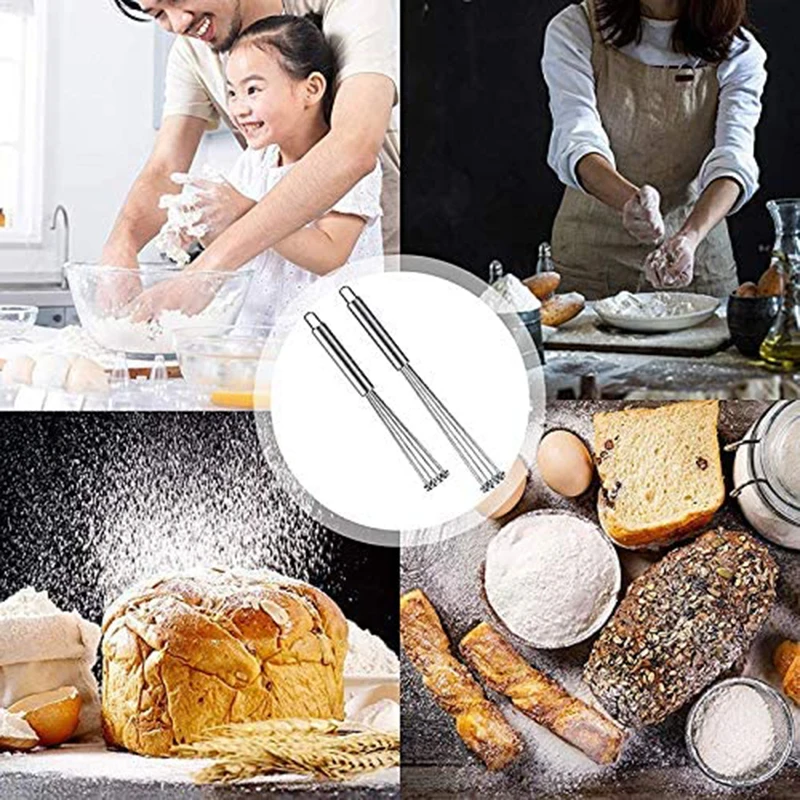 Stainless Steel Ball Whisk Set, Manual Mixer Kitchen Whisk Wire Egg Whisk for Cooking, Blending, Whisking, Beating, Stirring