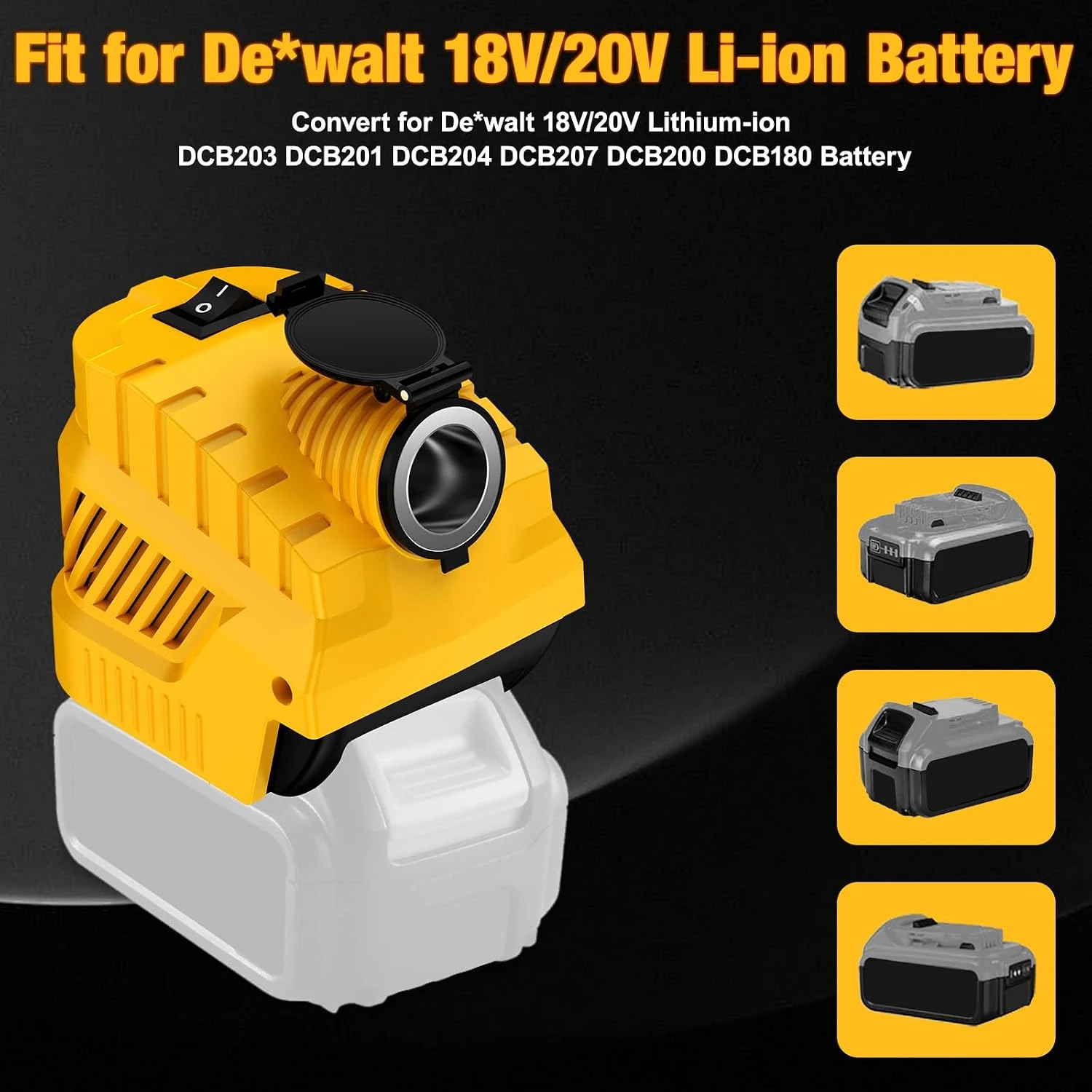 240W 20V To 12V Step Down Converter For Dewalt 20V Battery 20A Cigarette Lighter QC3.0 PD Fast Charge For DIY Toy LED Speaker